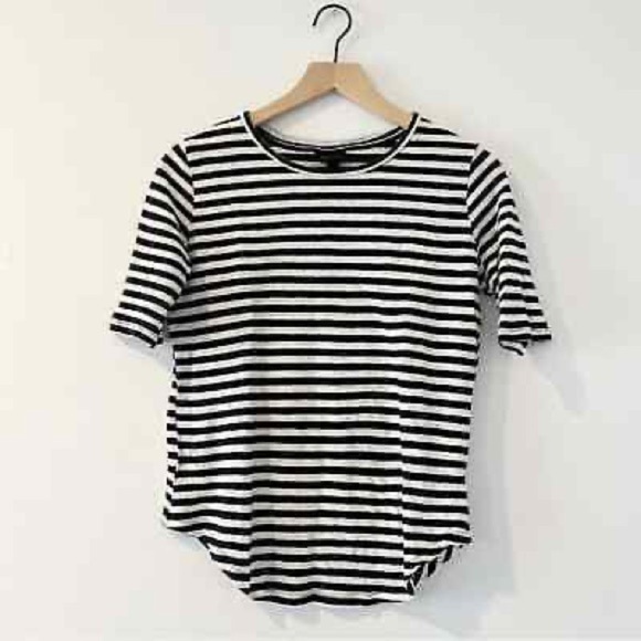 Who What Wear Tops - WhoWhatWear 100% Linen White and Black Striped Women's Shirt Size Small